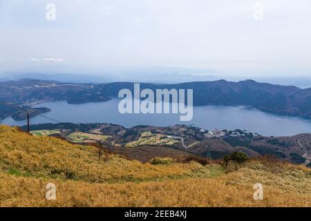 Ashi-See und Mt. Hakone in Hakone, Japan Stockfoto