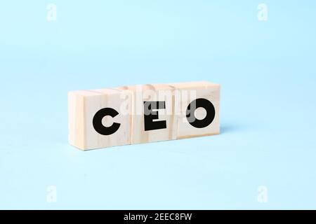 CEO-Briefe auf Holzblöcken. Chief Executive Officer. Business-Chef-Konzept. Ökologisches Geschäftskonzept Stockfoto