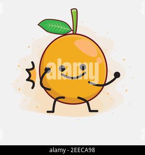 Vektor-Illustration von afrikanischen Mangostan Charakter mit niedlichen Gesicht, einfache Hände und Bein Linie Kunst auf isolierten Hintergrund. Flache Cartoon Doodle Stil. Stock Vektor