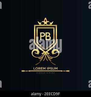 Buchstaben Initial mit Royal Template.elegant mit Krone Logo Vektor, Kreative Schriftzug Logo Vektor Illustration. Stock Vektor