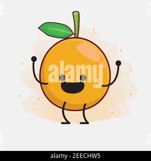 Vektor-Illustration von afrikanischen Mangostan Charakter mit niedlichen Gesicht, einfache Hände und Bein Linie Kunst auf isolierten Hintergrund. Flache Cartoon Doodle Stil. Stock Vektor