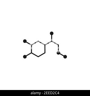 Adrenalin molecula Struktur. Schwarze Linie Symbol auf weißem Hintergrund isoliert. Hormon Adrenalin, Neurotransmitter. Starke Emotionen, Energie-Symbol Stock Vektor