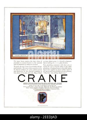 1925 'Crane Beauty im Freien, Crane-Qualität in allen versteckten Beschlägen' Werbung, retuschiert und wiederbelebt, gereinigt, Plakatqualität, 600dpi Stockfoto