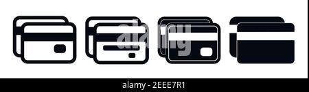 Kreditkartenvektor-Symbolsatz isoliert auf Weiß Stock Vektor