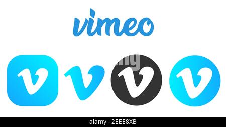 Social-Media-Symbole Vimeo auf weißem Hintergrund. Vektorgrafik Stock Vektor