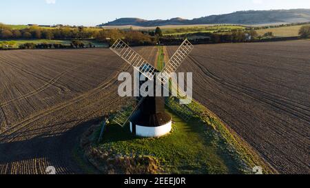 Pitstone Windmill, Buckinghamshire, aus der Luft Stockfoto