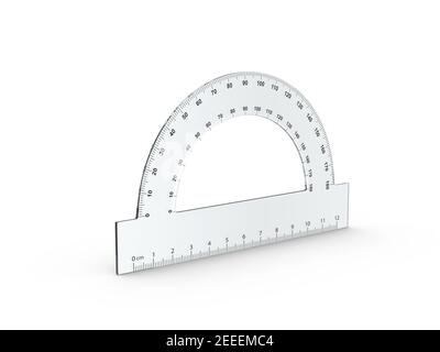 Winkelmesser auf einem weißen Hintergrund. 3D-Darstellung. Stockfoto