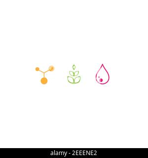 Protein, Kohlenhydrate und Fett einfache Symbole. Molekül Zeichen. Chemische Formel des Skeletts. Ernährung, Lebensmittel-Balance-Symbol. Vektordarstellung isoliert auf whit Stock Vektor