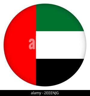 Flagge der Vereinigten Arabischen Emirate rund Symbol, Abzeichen oder Knopf. Arabisches nationales Symbol. Vorlagendesign, Vektorgrafik. Stock Vektor