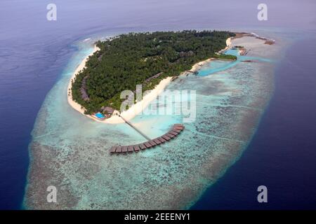 Luftaufnahme von Filitheyo Island, Malediven Stockfoto