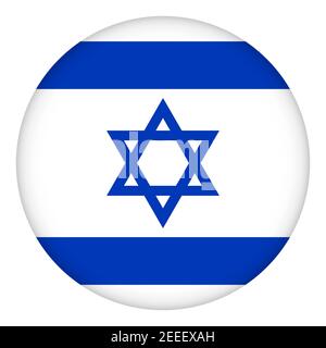 Flagge Israels rund Symbol, Abzeichen oder Knopf. Israelisches nationales Symbol. Vorlagendesign, Vektorgrafik. Stock Vektor