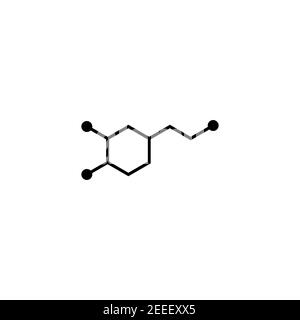 Dopamin molekularen Struktur. neurotransmitter Molekül. Skelettmuskulatur chemische Formel. Hormon von Glück und Freude. Vektor linie Abbildung auf isolierte Stock Vektor