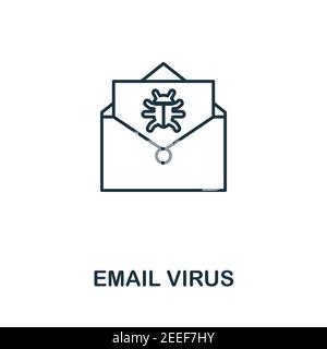 Symbol für E-Mail-Virus. Einfaches Element aus der Sammlung der Internetsicherheit. Creative Email Virus Symbol für Web-Design, Vorlagen, Infografiken und mehr Stock Vektor