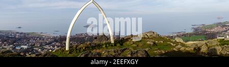 Top of North Berwick Law, mit Whalebones Stockfoto