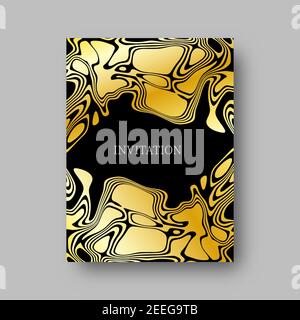 Elegante Goldwellen-Textur für die kreative Gestaltung von Plakaten, Karten, Einladungen, Tapeten, Bannern und Websites. Schwarze und goldene Farben. Stock Vektor