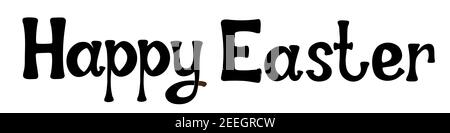 Frohe Ostern. Handgeschriebener Satz in Schwarz auf weißem Hintergrund. Stock Vektor