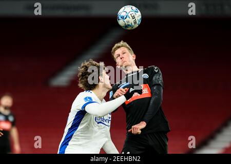 Kopenhagen, Dänemark. Februar 2021, 15th. Rasmus Vinderslev (24) von SoenderjyskE im Superliga-Spiel 3F zwischen dem FC Kopenhagen und SoenderjyskE in Parken, Kopenhagen. (Foto Kredit: Gonzales Foto/Alamy Live News Stockfoto