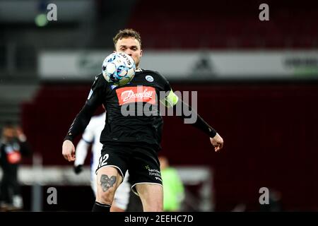 Kopenhagen, Dänemark. Februar 2021, 15th. Pierre Kanstrup (12) von SoenderjyskE im Superliga-Spiel 3F zwischen dem FC Kopenhagen und SoenderjyskE in Parken, Kopenhagen. (Foto Kredit: Gonzales Foto/Alamy Live News Stockfoto