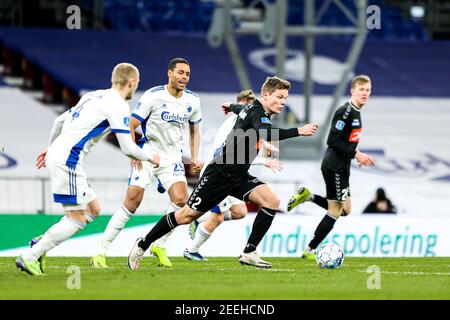 Kopenhagen, Dänemark. Februar 2021, 15th. Steffen Gartenmann (2) von SoenderjyskE im Superliga-Spiel 3F zwischen dem FC Kopenhagen und SoenderjyskE in Parken, Kopenhagen. (Foto Kredit: Gonzales Foto/Alamy Live News Stockfoto