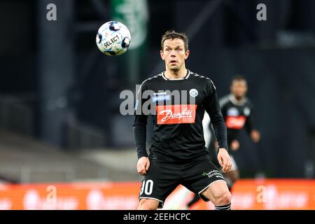 Kopenhagen, Dänemark. Februar 2021, 15th. Mads Albaek (90) von SoenderjyskE im Superliga-Spiel 3F zwischen dem FC Kopenhagen und SoenderjyskE in Parken, Kopenhagen. (Foto Kredit: Gonzales Foto/Alamy Live News Stockfoto