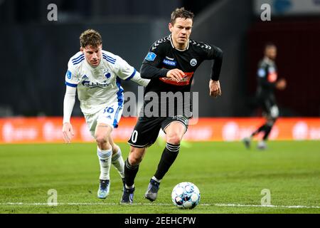 Kopenhagen, Dänemark. Februar 2021, 15th. Mads Albaek (90) von SoenderjyskE im Superliga-Spiel 3F zwischen dem FC Kopenhagen und SoenderjyskE in Parken, Kopenhagen. (Foto Kredit: Gonzales Foto/Alamy Live News Stockfoto