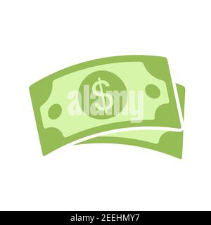 Symbol für Bargeld in US-Dollar. Währungssymbol. Grünes Geld im flachen Stil. Vektorgrafik isoliert auf weißem Hintergrund. Stock Vektor