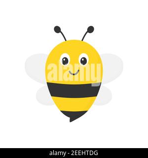 Niedlicher Bienencharakter. Cartoon Biene im flachen Stil. Vektorgrafik isoliert auf Weiß Stock Vektor