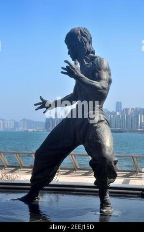 Statue von Bruce Lee in Tsim Sha Tsui, Hong Kong Stockfoto