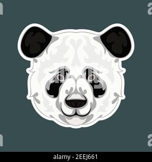 Handgezeichnetes abstraktes Portrait eines Pandas. Aufkleber. Vektor stilisierte bunte Illustration isoliert auf dunklem Hintergrund. Stock Vektor