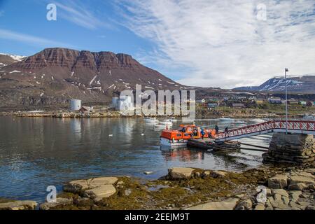 Jetty in Qeqertarsuaq, Grönland Stockfoto