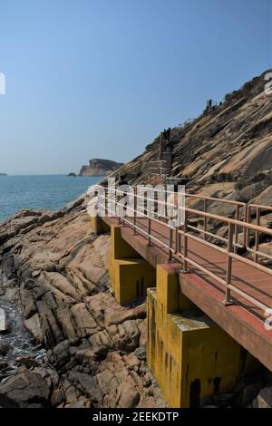 Gelbe Brücke in Po Toi Insel, Hong Kong Stockfoto