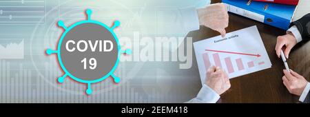 Konzept der Coronavirus-Wirtschaftskrise; panoramisches Banner Stockfoto