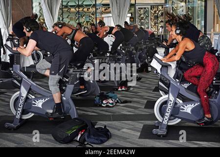 Das Soul Cycle Gym ist während der COVID 19 in Hudson Yards geöffnet einkaufszentrum in Manhattan NYC Stockfoto