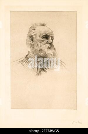 Victor Hugo (1802-1885), französischer Schriftsteller, Trockenpunktporträt von Auguste Rodin, vor 1917 Stockfoto