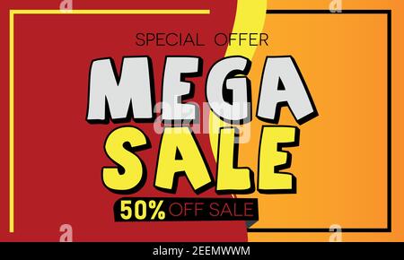 Mega-Werbebanner. Angebote und Rabatte. Vektorgrafik Stock Vektor