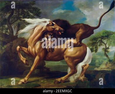 George Stubbs, Gemälde, EIN Löwe, der ein Pferd angreift, 1762 Stockfoto