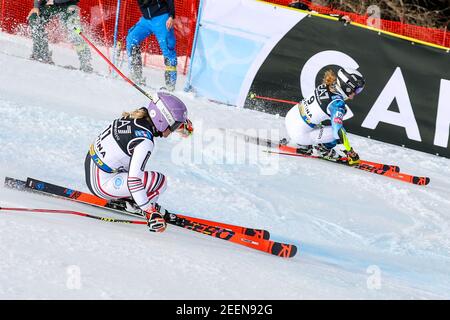 Cortina (BL, Italien. Februar 2021, 16th. Cortina (BL), Italien, Rumerlo, 16. Februar 2021, Tessa WORLEY (FRA) während 2021 der FIS Alpine Skiweltmeisterschaften - paralleler Riesenslalom - Damen - alpines Skirennen Quelle: Luca Tedeschi/LPS/ZUMA Wire/Alamy Live News Stockfoto