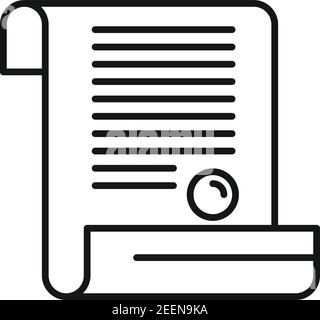 Notar Diplom-Ikone, Outline-Stil Stock Vektor