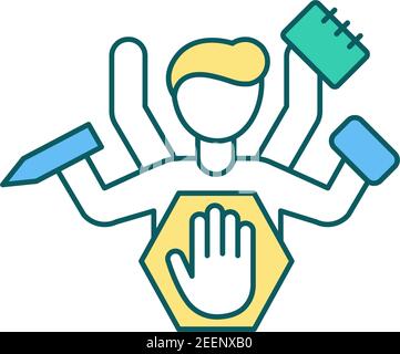 RGB-Farbsymbol zur Reduzierung der Arbeitsüberlastung Stock Vektor