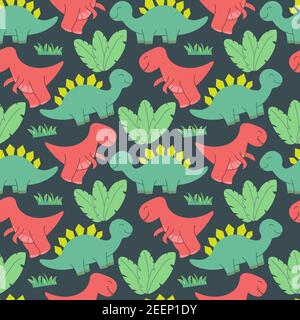 Niedliches Dinosaurier-Muster. Vektor-Illustration nahtlose Muster mit Dinosaurier Stock Vektor