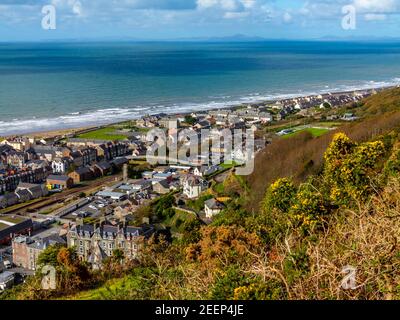 Blick von Dinas Oleu nach Barmouth in Gwynedd North West Wales UK in der Nähe des beliebten Panorama Walk. Stockfoto