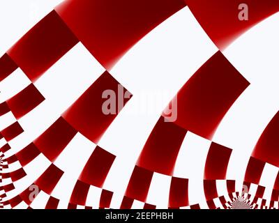 Digital Abstract Mandelbrot fraktale Kunst wirbelt in zufälliger Bahn hinein Rote und weiße Farben Stockfoto