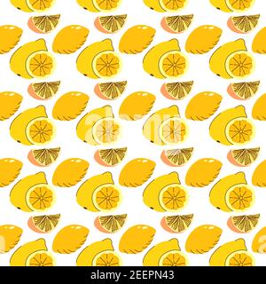 Nahtlose Verpackung Obst Elemente Zitrone, Limette Scheiben. Orange nahtlose Muster für Dekoration, Hintergrund, persönliches Projekt und vieles mehr Stock Vektor