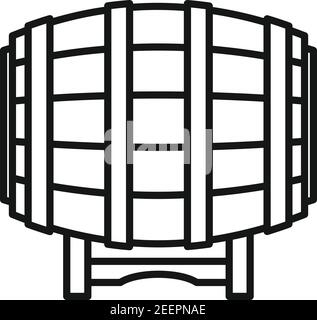 Holz Wein Fass Ikone, Umriss Stil Stock Vektor