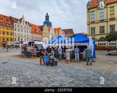 Breslau August 15 2018 Polnisches Truppenfest auf dem Marktplatz Stockfoto