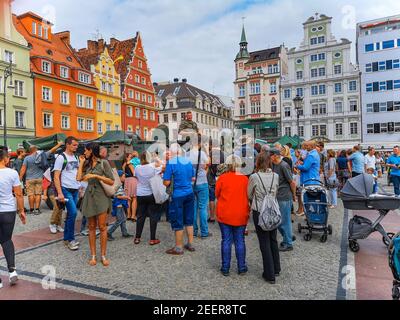 Breslau August 15 2018 Polnisches Truppenfest auf dem Marktplatz Stockfoto