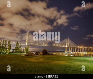 Vasco da Gama Brücke - Lissabon / Lissabon Stockfoto