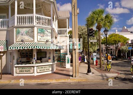 Old Town Trolley Tours Ticketschalter in Key West, Florida, FL USA. Südlichster Punkt in den kontinentalen USA. Stockfoto
