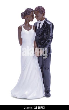 Afroamerikanische Hochzeitstorte Topper Ausgeschnitten. Stockfoto