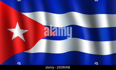 Cuba Flagge 3D Hintergrund von weißem Stern auf rotem Dreieck Hintergrund und blauen horizontalen Streifen. Kubanische republik Südamerika Land offizielle nationale f Stock Vektor